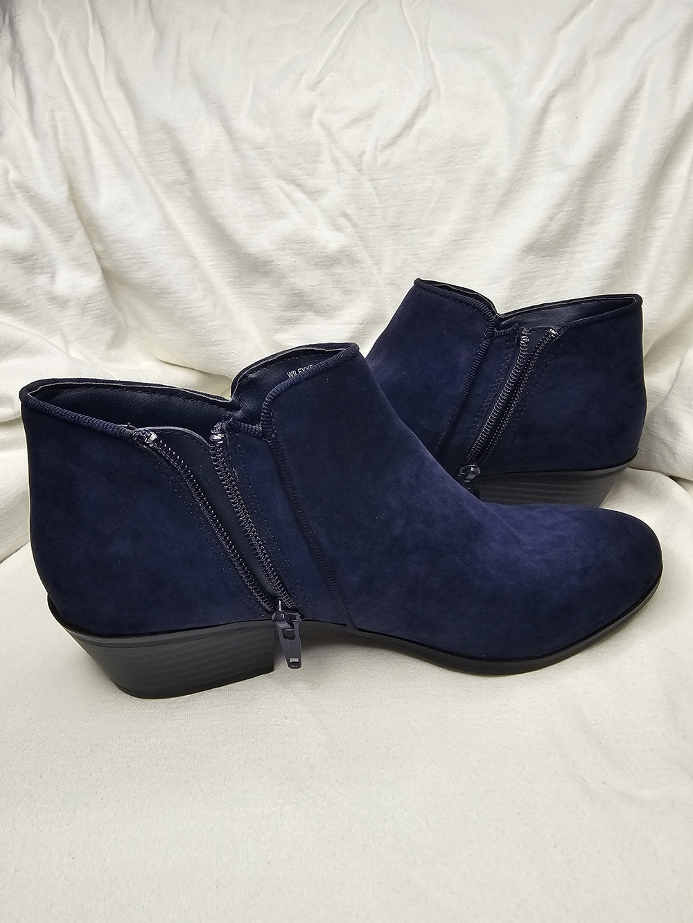Style & Co. Wileyy Navy Faux Suede Ankle Booties Low Block Heel - Picture 6 of 16